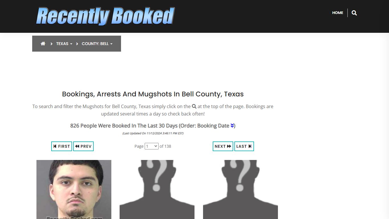 Bookings, Arrests and Mugshots in Bell County, Texas - Recently Booked